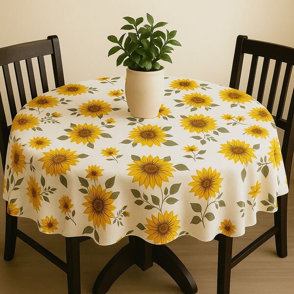 Toalha De Mesa Redonda Várias Estampas 1,45x1,45 Decoração Sala de Jantar Mesa Posta 4 Lugares