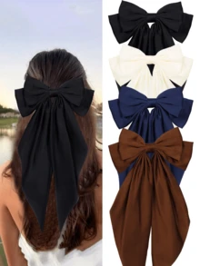 1/4 件装女士发夹，黑色蝴蝶结，米色蝴蝶结，藏蓝色蝴蝶结，咖啡色，女士蝴蝶结，丝带，丝带蝴蝶结，夹子，蝴蝶结，派对发饰，母亲节时尚，日常派对，返校季，爪夹，发爪，发夹，发卡，发夹 - 彩色 - 查看 10