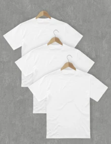 Pack 3 Playeras Hombre 100% Algodón en color Blanco - Básicas, Suaves y Transpirables - Set de 3 camisetas suaves  y comodas  en color Blanco - Blanco - Ver 1