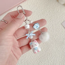 Original Cute Cat Mobile Phone Chain Pendant, Girly Versatile Keychain, Soft Cute Hairball + Exquisite Beaded Pendant, Practical Backpack Pendant, Wholesale Cost-Effective, Daily Matching Shows A Super Healing Feeling - Tay nắm cửa hình mèo con màu hồng - Xem 2
