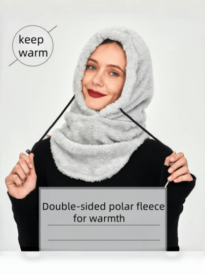 1pc Solid Color Casual Cute Fleece Winter Warm Face Mask, Polar Fleece Cold-Proof Riding Cap For Women & Men, Outdoor Fishing Skiing Balaclava, Thick Neck Warmer Hat, Suitable For Autumn/Winter Outings, Great For Halloween, Christmas Gifts