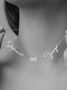 1pc Personalized Couple's Necklace With 2 Names, 18K Gold Plated Stainless Steel Customized Nameplate Necklace, Gift For Friends, Lovers, Holidays, Birthdays - Multicolor 1 - View 14