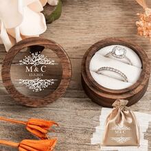 1pc Customized Valentine's Day Wooden Ring Box With Transparent Acrylic Cover, Can Be Used As Earring Box, Double Slot Ring Holder, Velvet Lining, Multiple Colors, Designs And Styles Available, Personalized Engagement Ring Box, Elegant Bridal Gift, Perfect For Storage And Display, Ideal For Proposals, Engagements, Weddings, Anniversaries, Valentine's Day, Mother's Day - Multicolor - View 21