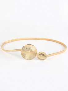 Cinturón de cintura ajustable, tono dorado, con doble anillo, cinturón de metal ajustable de estilo minimalista elegante, cinturón de cordón de aleación multiusos, adecuado para uso diario con vestidos y suéteres - Dorado - Ver 6