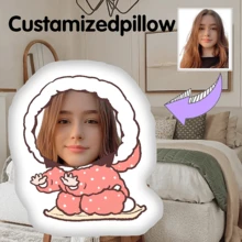 Customized Winter Element Face Photo Throw Pillow - Double-Sided Digital Printing Design, Hidden Zipper Design - Home Sofa Decor, Bedroom Bedside Decoration, Beach Chair Accessory - Unique Gift Suitable For Birthday, Christmas, Valentine's Day, Halloween, Thanksgiving, Cartoon Pattern, Easy Care Fabric, High Quality Printing, Creative Cushion, Perfect Gift