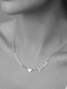 1pc Personalized Couple's Necklace With 2 Names, 18K Gold Plated Stainless Steel Customized Nameplate Necklace, Gift For Friends, Lovers, Holidays, Birthdays - Multicolor 1 - View 11