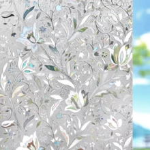 1 Roll Decorative Colored Glass Window Film, Privacy Window Cling, Sun Blocking Window Sticker, Static Cling Frosted Window Decal, Rainbow Tulip Design For Home Use