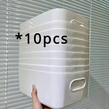 1/2/4/6/8/10PCS 橱柜整理器，时尚储物篮储物箱，用于整理橱柜厨房浴室桌面桌面储物篮，用于化妆品和杂物，便携式塑料多功能化妆品整理器，纯色 - 彩色 - 查看 4