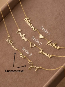 1pc Personalized Couple's Necklace With 2 Names, 18K Gold Plated Stainless Steel Customized Nameplate Necklace, Gift For Friends, Lovers, Holidays, Birthdays - Multicolor 1 - View 2
