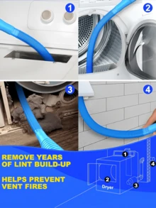 1pc Dryer Lint Vacuum Attachments, Flexible Vacuum Extension Hose - Third Generation, Extendable, Ideal For Hard-To-Reach Areas, Durable Plastic Material, Blue And Gray, Vacuum Cleaner Accessory/Vacuum Cleaner Attachment/|Durable Plastic Hose, Vacuum Cleaner Accessories - Blue - View 5