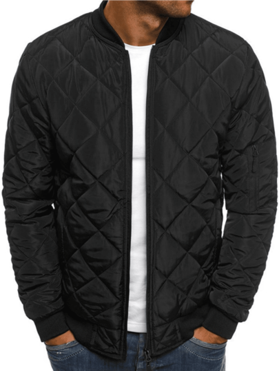 Casual Zip-Up Stand Collar Men's Jacket, Comfortable Men's Outerwear, Warm Top