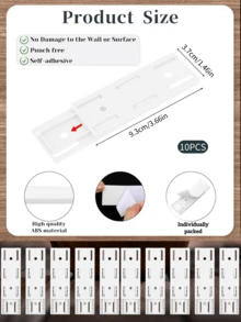 10 件免打孔粘性插座支架，电源板支架，固定牢固，易于安装，整理桌面，适用于厨房、家庭、办公室（白色） - 彩色 - 查看 3