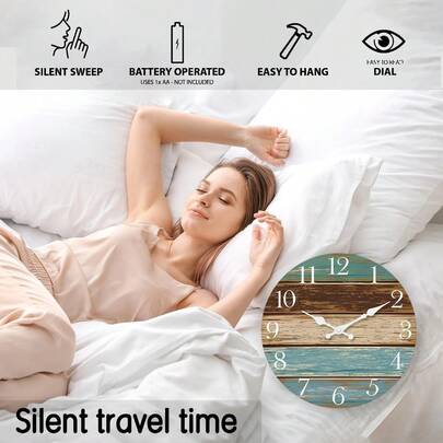 1pc Vintage Imitation Wood Grain Large Wall Clock, Noiseless Silent Timer, Home Decor (10x10 Inches) - Perfect For Halloween/Halloween Background/Autumn Kitchen Decoration/Thanksgiving Decoration/Christmas Decoration/Wind Chimes And Hanging Ornaments/Autumn Decoration/Party Favors/Photo Background - Suitable For Mother's Day, Father's Day, Back To School Gifts