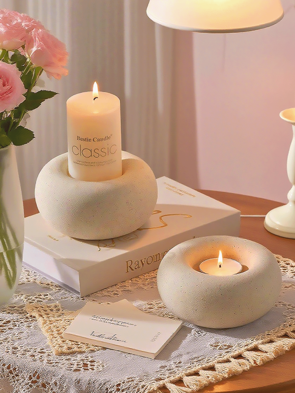 1件套白色陶瓷烛台 - 创意简约家居装饰，适用于餐桌和书桌，圆形烛台，餐桌、婚礼、节日家居装饰，圣诞节和新年理想之选