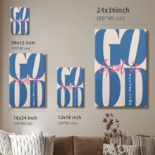 1pc Blue Is Good All The Time Inspirational Christian Wall Art Print Faith-Based Decor Black Biblical Scripture Art Modern Christian Decor, Framed Wall Art, Wrapped Canvas Poster Vintage Prints - Wrapped Framed Canvas, Vertical - 裱框畫布 - 查看 7