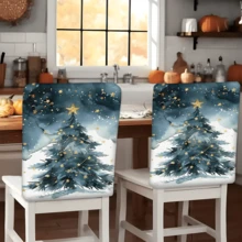 2/4/6pcs Christmas Tree Pattern Linen Chair Covers, Home Decor, Suitable For Christmas Gifts, Christmas Decoration, Daily Home, Living Room, Dining Room, Garden, Hotel, Washable Polyester Material Chair Seat Cushion Covers