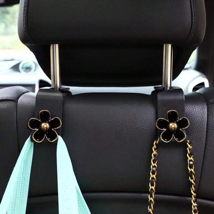 2 piezas Ganchos de crisantemo para asientos de coche, ganchos para almacenamiento y organización del asiento trasero del coche, productos prácticos para el almacenamiento de piezas de automóvil, ganchos - Multicolor - Ver 1