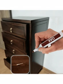 1支装 棕色/胡桃木色 家具木纹补色笔 木地板家具划痕补色修复笔 遮盖划痕、凹痕、木纹裂纹、桌面孔洞 新旧款随机发货 - 均碼 - 查看 2