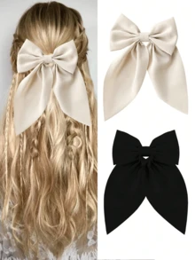 2/3/4 pezzi Fermagli per capelli grandi a fiocco, fermagli per capelli con fiocco morbido e coda lunga, fermagli per capelli in metallo vintage con seta, accessori per capelli eleganti, ottimo regalo per San Patrizio, San Valentino, autunno e inverno, fermagli a pinza per outfit da vacanza per donne alla moda