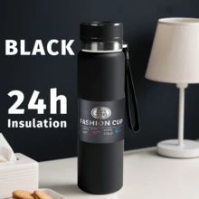 1 pezzo Bottiglia d'acqua isolata in acciaio inossidabile da 1 litro - Tazza da caffè, tazza per auto, bottiglia d'acqua di grande capacità, a tenuta stagna, portatile, adatta per attività all'aperto, arrampicata, campeggio, sport e viaggi - Con coperchio utilizzabile come tazza d'acqua per il ritorno a scuola