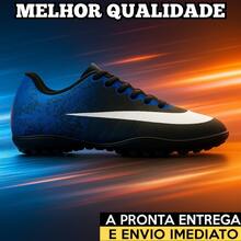 Chuteira Trava Society Lançamento Original Promoção - Azul - Visão 2