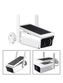 Outdoor Security Camera IP Wifi HD Waterproof Solar Powered With Built-In Battery/PIR Alarm - White - View 3