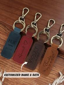 1PC Personalized Birthday Flower Leather Keychain, Leather Keyring, Bag Tag, Customized Leather Keyring, Birthday Gift, Women's Gift, Mother's Day Gift Engraved, Christmas Gift, Christmas Decorations, Personalized Christmas Ornaments, Personalized Gifts For Women/Men, Personalized/Customized Keychain, Christmas Accessories, Sequins Vintage, Cute, Contracted