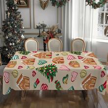 1/20 pièces Nappe de Noël, sapin de Noël, maison, éléments de Noël et autres motifs imprimés, nappe de style rétro, décoration de table et cadeau parfait pour les amis, convient pour la maison et la cuisine pendant la saison de Noël, Joyeux Noël