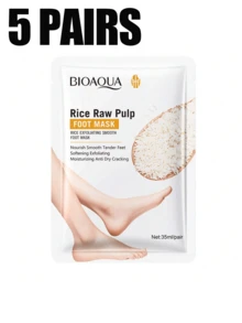 10pcs Rice Exfoliating Foot Mask, 5 Pairs Of Foot Masks, Elastic And Smooth, Exfoliating Calloused Dead Skin, Suitable For Both Men And Women, Used For Daily Foot Care For Dry, Aging, And Cracked Foot Car - White - View 7