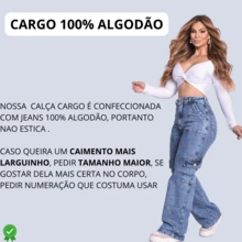 Women's Loose Jeans 100% Cotton Cargo Wide Leg Shopping Simple Casual Elegant Sexy Pocket Cargo Zipper - 大理石紋 - 查看 3