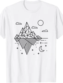 Geometric Mountain Graphic Abstract Polygon Outdoor Nature T-Shirt - 白色 - 查看 1