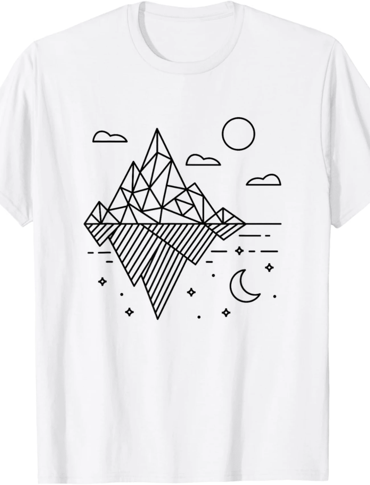 Geometric Mountain Graphic Abstract Polygon Outdoor Nature T-Shirt - 白色 - 查看 1