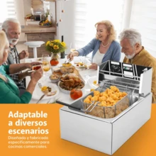 Freidora Aceite Eléctrica Plateado 3400 W Automática Industrial Acero Inoxidable Gran Capacidad 16 Lt - Plateado - Ver 6