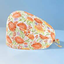 1 peça de boné de trabalho/enfermeira feminino de poliéster com estampa floral e de coração, gola em V, estampa digital, antibacteriano e à prova de poeira, adequado para médicos, enfermeiros, salões de beleza, clínicas veterinárias, empregadas domésticas e trabalhadores de limpeza - Multicolorido - Ver 20