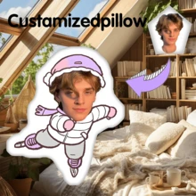 Customized Winter Element Face Photo Throw Pillow - Double-Sided Digital Printing Design, Hidden Zipper Design - Home Sofa Decor, Bedroom Bedside Decoration, Beach Chair Accessory - Unique Gift Suitable For Birthday, Christmas, Valentine's Day, Halloween, Thanksgiving, Cartoon Pattern, Easy Care Fabric, High Quality Printing, Creative Cushion, Perfect Gift