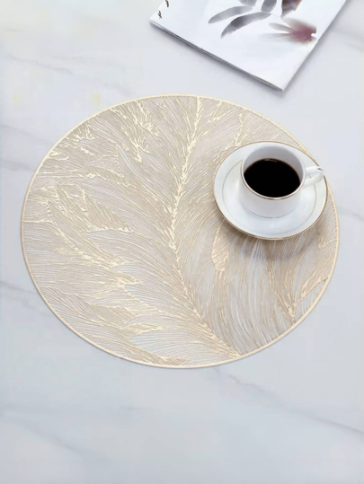 1 peça novo jogo americano de mesa de jantar em PVC, jogo americano de luxo minimalista, jogo americano redondo de mesa de jantar em PVC à prova d'água e resistente ao calor, jogo americano requintado com relevo 3D, não perfurado, sem vazamento