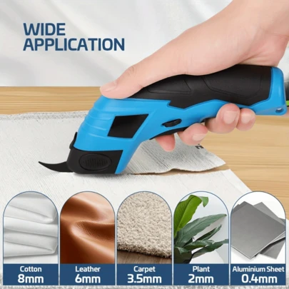 电动布料剪刀 - 轻松精准地裁剪衣服、纸板、地毯和布料 - 多用途手持电动工具，服装修补，紧凑设计，符合人体工程学的手柄，刀片，是裁缝、女裁缝和工匠的理想选择