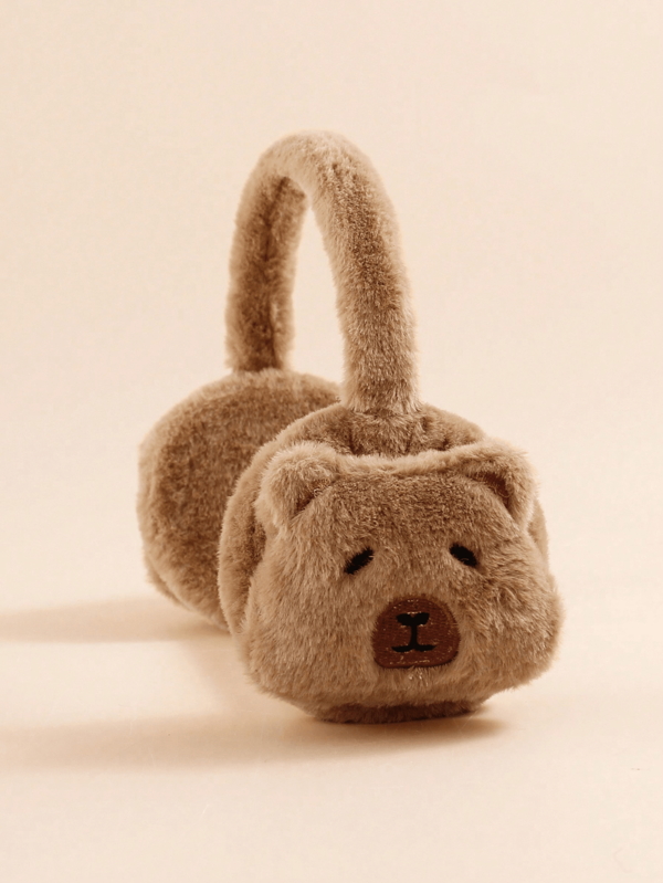 1 قطعة سماعات أذن دبدوب من القماش الناعم للأطفال، حماية دافئة للتزلج والدراجة في الهواء الطلق، أغطية أذن مطرزة للموضة اليومية