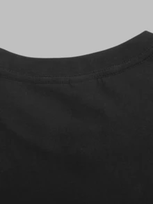 180g Pure Cotton Men's T-Shirt, Y2K Style Angel Cupid Pattern, Regular Version Round Neck Short Sleeves, Suitable For Daily Life And Theme Activities, Comfortable And Breathable, Machine Washable, Suitable For All Seasons, Weekend Style, Street Style, Casual Style, Urban Style, Suitable For Street Enthusiasts - 黑色 - 查看 4