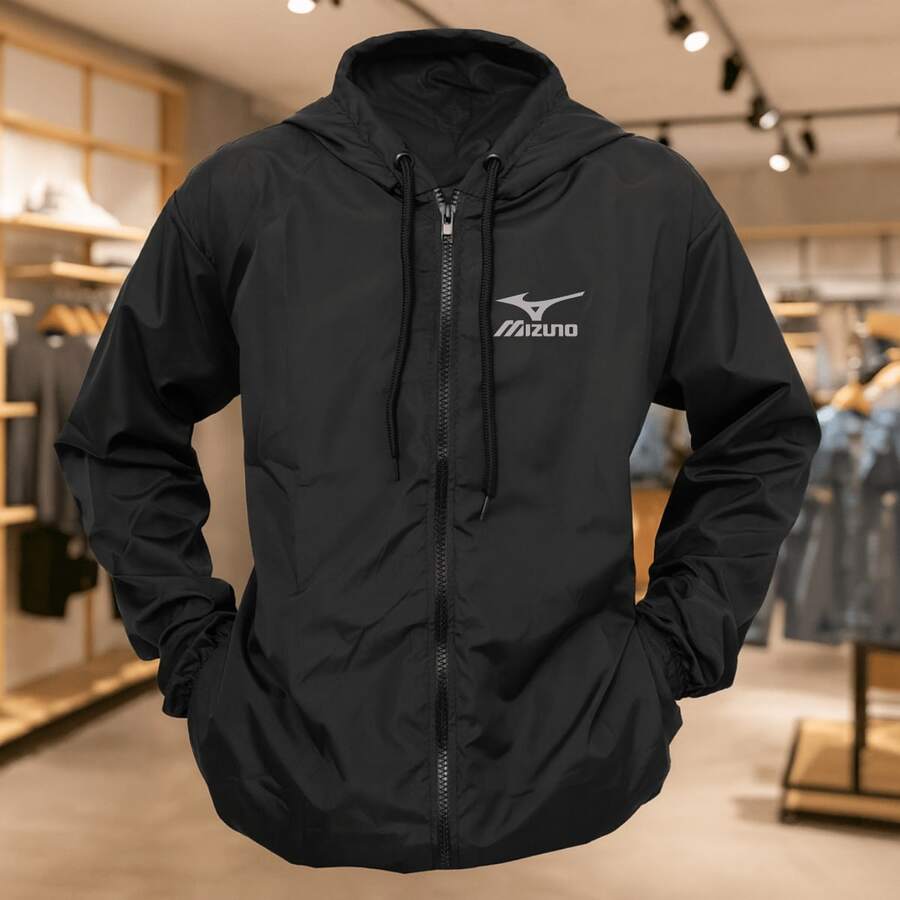 Mizun'O Children's Windbreaker Jacket Reflective Waterproof Jacket With Hood And Zipper - màu đen - Xem 1