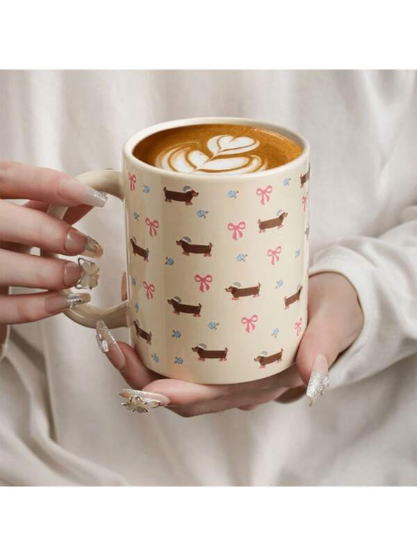 Party Painted Cartoon Style Pattern Ceramic Cups Tableware, Mugs, Coffee Cups, Tea Cups, Milk Cups, Ceramic Cups, Suitable For There Are A Variety Of Colors, Reusable Multi-Purpose Cups, Machine Washable, Microwaveable, Can Be Used For Milk, Coffee, Tea, Etc., Especially Suitable For Home, Office, Fitness And Other Multi-Scenario Use,