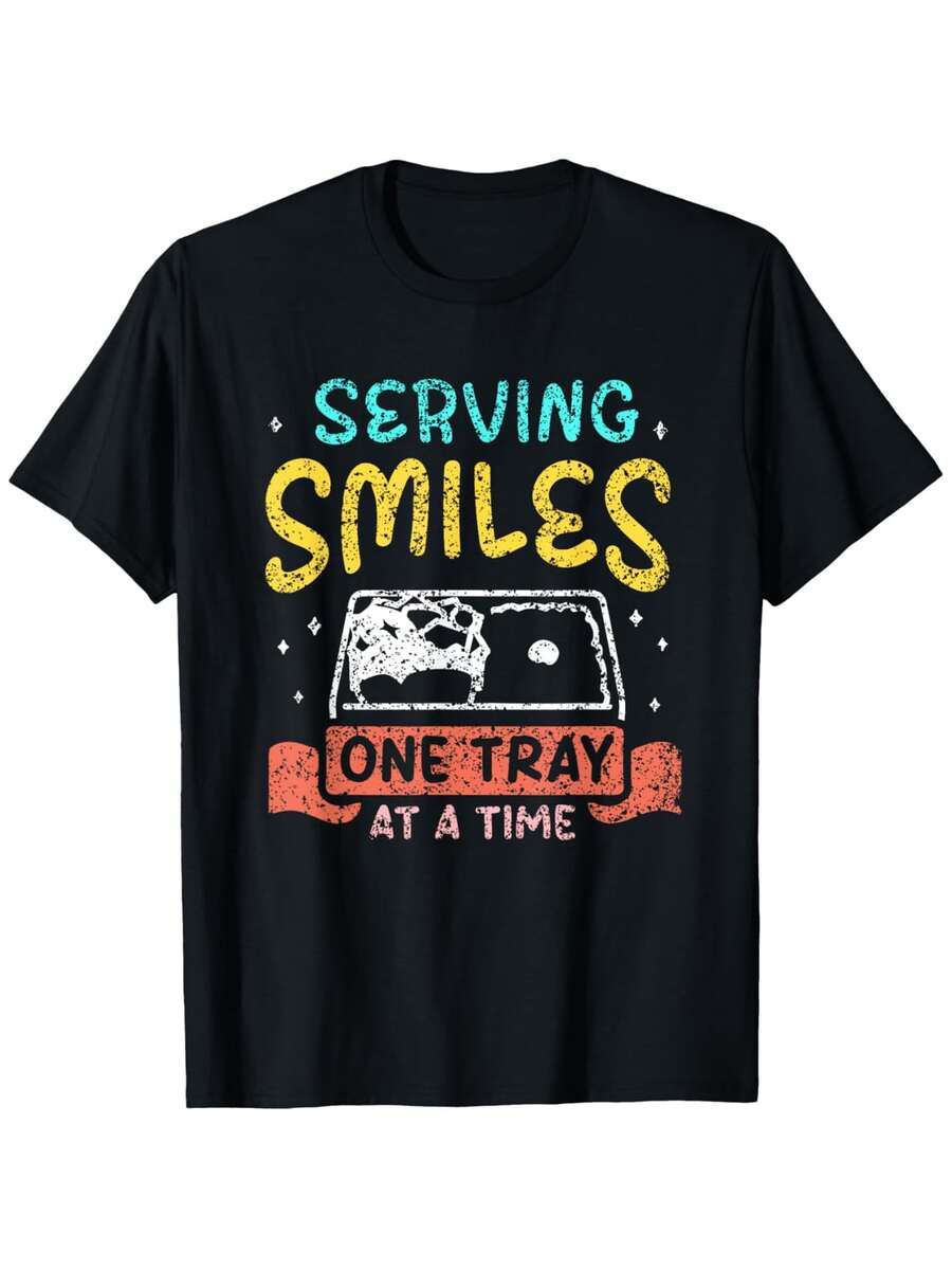 1pc Camiseta de Agradecimiento para Trabajadores de Cafetería -% Algodón. Manga corta. Cuello redondo. Camiseta estampada casual. Ligera elasticidad. Comodidad para todas las estaciones. Ajuste Regular - Perfecto para Uso Diario; Ocasiones Especiales. Tallas para adultos S- - Negro - Ver 1