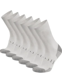 5 Pares de Meias Cano Médio Tipo Crew para Homens, Absorventes de Umidade e Respiráveis.