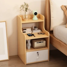 1pc Bedside Cabinet, Bedroom Storage Cabinet With Lock, Small Organizer Rack - Multicolor - View 5