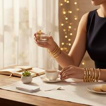 7Pcs/Set Gold Jewelry Bracelet Set, Various Patterns Design For Women, Great For Valentine's Day/New Year - 銀色 - 查看 4