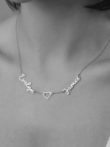 1pc Personalized Couple's Necklace With 2 Names, 18K Gold Plated Stainless Steel Customized Nameplate Necklace, Gift For Friends, Lovers, Holidays, Birthdays - Multicolor 1 - View 12