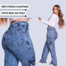 Women's Loose Jeans 100% Cotton Cargo Wide Leg Shopping Simple Casual Elegant Sexy Pocket Cargo Zipper - 大理石紋 - 查看 6