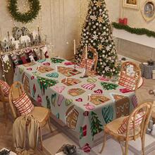 1/20 pièces Nappe de Noël, sapin de Noël, maison, éléments de Noël et autres motifs imprimés, nappe de style rétro, décoration de table et cadeau parfait pour les amis, convient pour la maison et la cuisine pendant la saison de Noël, Joyeux Noël