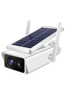 Outdoor Security Camera IP Wifi HD Waterproof Solar Powered With Built-In Battery/PIR Alarm - White - View 1