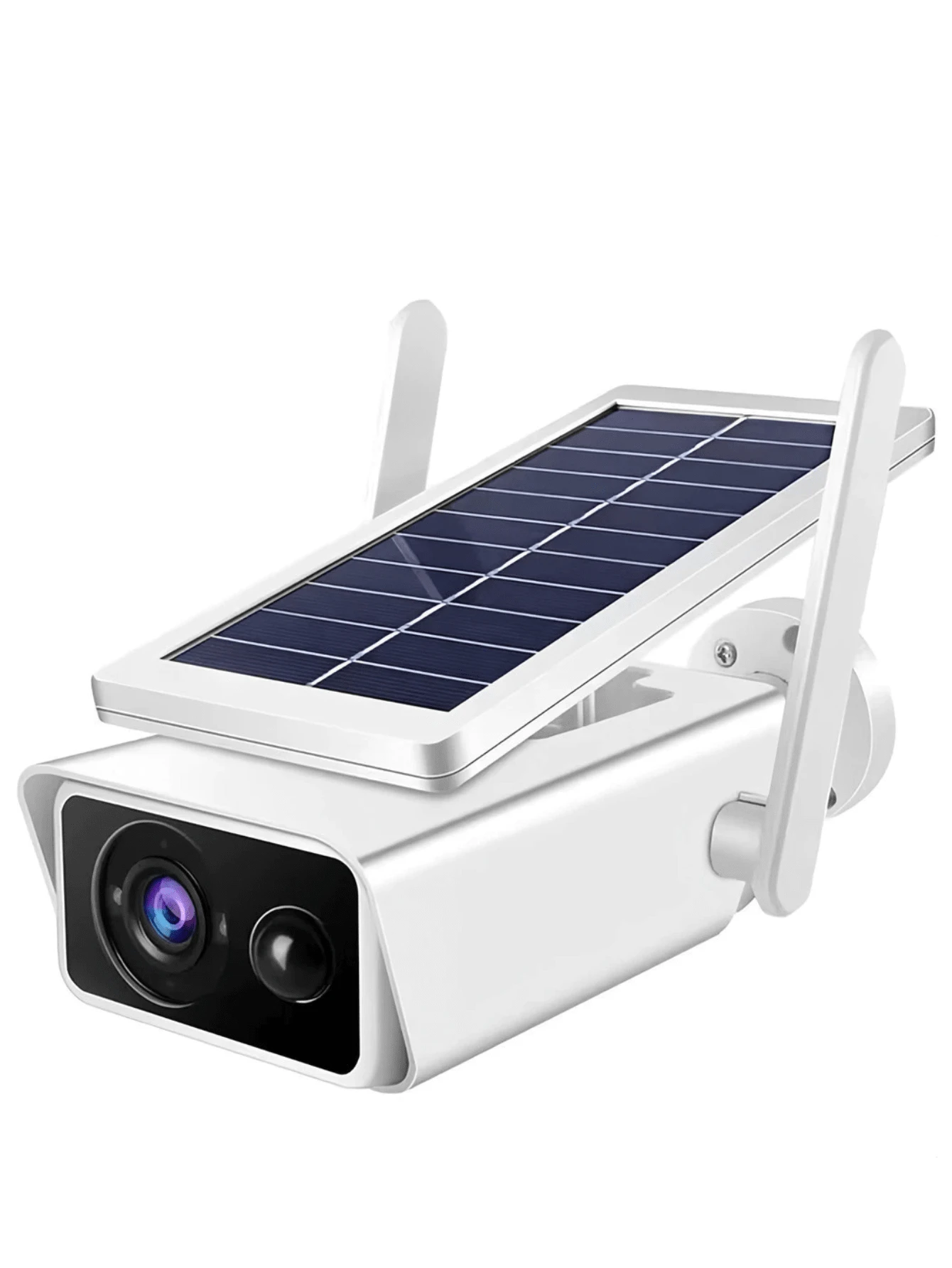 Outdoor Security Camera IP Wifi HD Waterproof Solar Powered With Built-In Battery/PIR Alarm - White - View 1